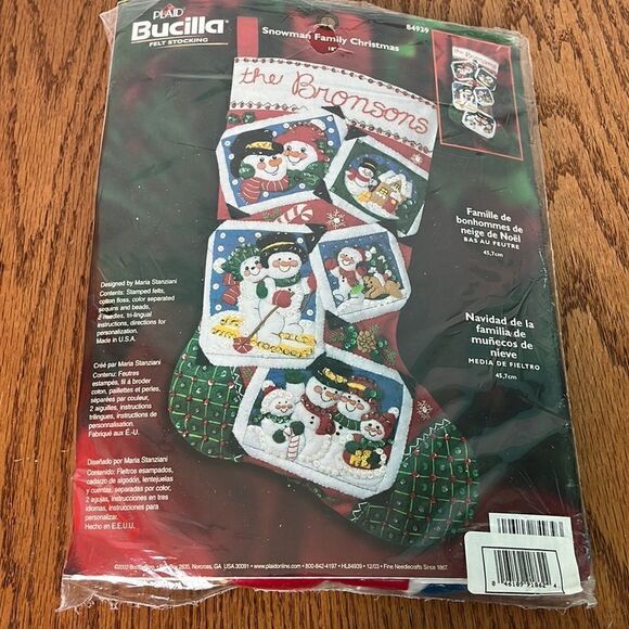 Vintage Bucilla Felt Stocking Kit Snowman Family Christmas 84939 - Picture 1 of 5